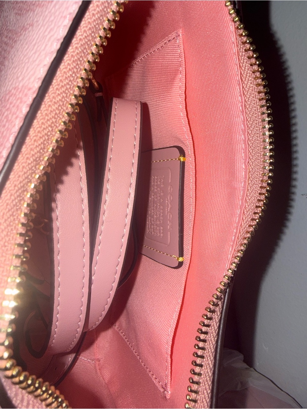 Coach Pink Signature Convertible Crossbody Bag with Gold Hardware - Picture 7 of 7